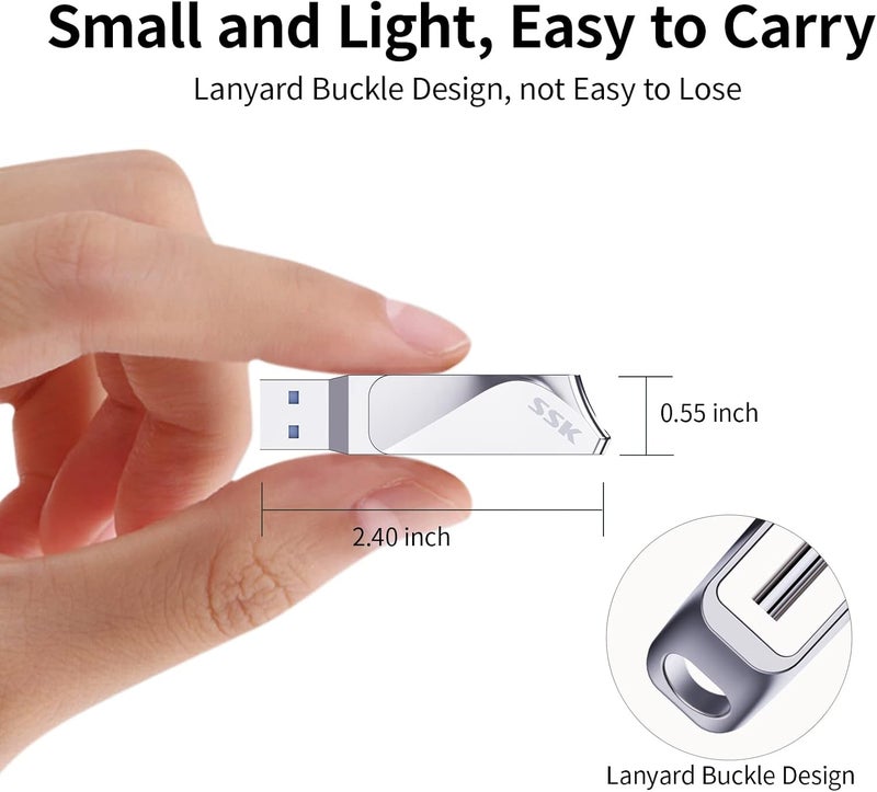 SSK 256GB USB C Flash Drive Dual Drive 2 in 1 OTG USB A 3.2 Gen 1 + Type C Memory Stick Thumb Drive, Thunderbolt Pendrive up to 200MB/s Transfer Speed Photo Stick for Android Phones/Tablets/Mac/Laptop - Image 4